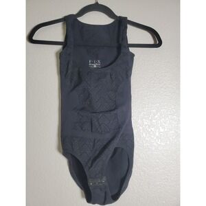 F.I.X Shapewear Bodysuit Black Seamless Tummy Control Compression Shaper Snap...
